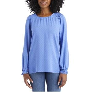 NWOT Jessica Simpson Womens Blue Blouse Textured Top Long Sleeve
